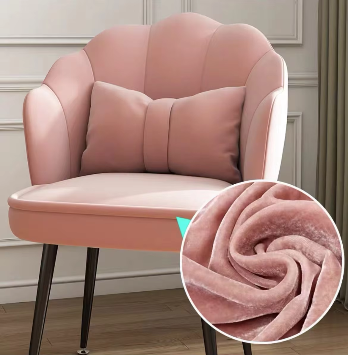 Modern Simple Luxury Velvet Lightweight Fabric Accent Chair Spindle Back Dresser Stool for School Bedroom Home Office Hotel