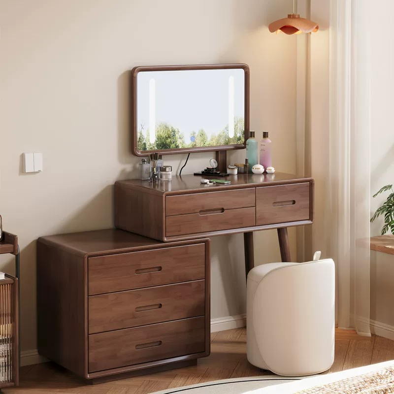 Nordic Simple Modern Dressing Table Solid Wood Desk Bedroom Makeup Vanity Living Room Wood Corner Dressing Table