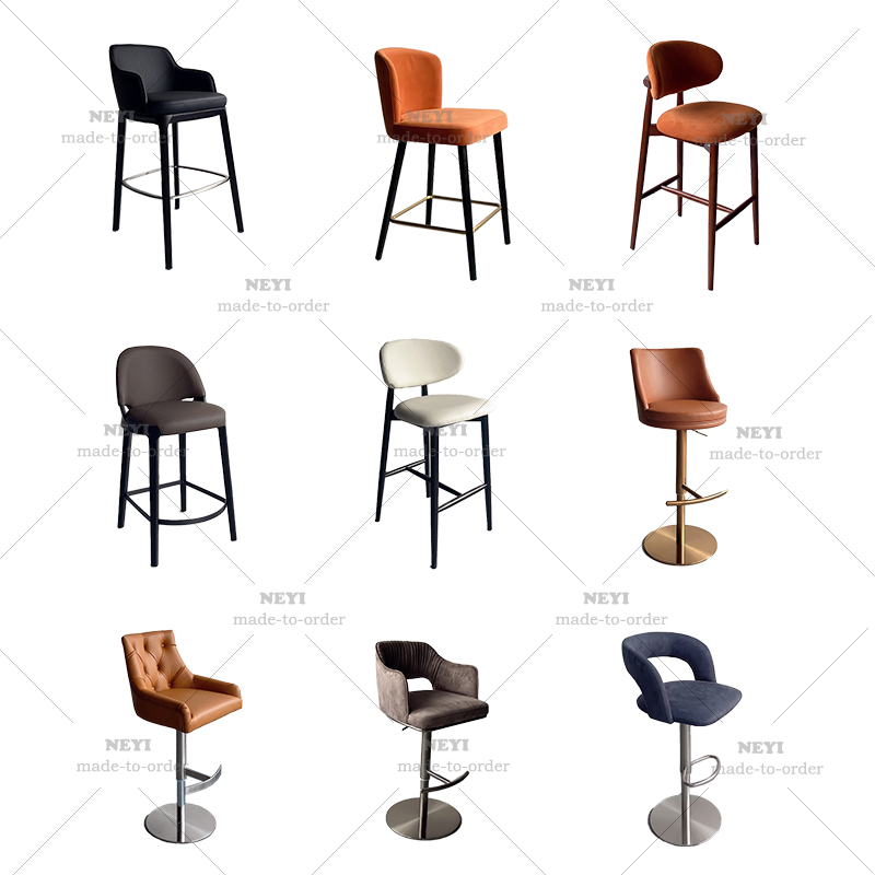 Modern Luxury Honeycomb Bar Stool High Chair Kitchen Island Counter Gold Metal Frame Leather Bar Chair Furniture