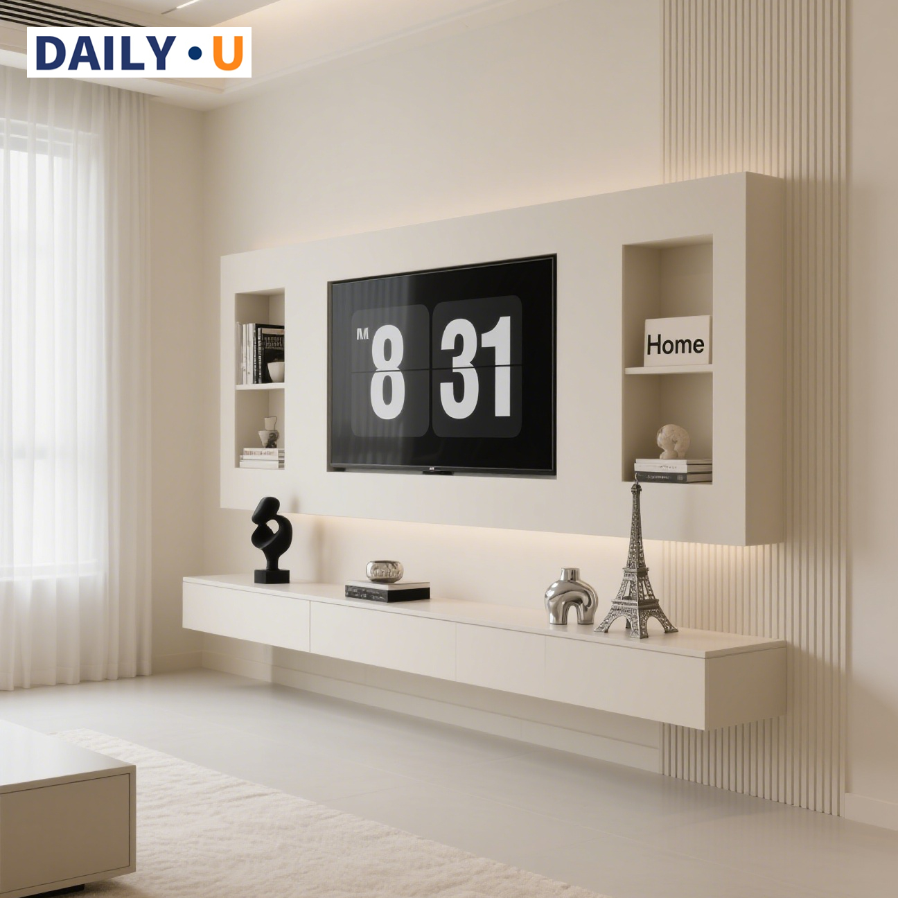 Customized Minimalist Modern TV Cabinet Luxury Simple Wood Panel Stand for Living Room Perfect Home Furniture