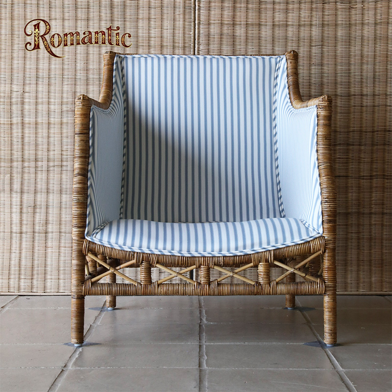 Indoor Natural Rattan Chair Woven Leisure Lounge Armchair Modern Cross Back Accent Chair for Home Office Dining Apartment