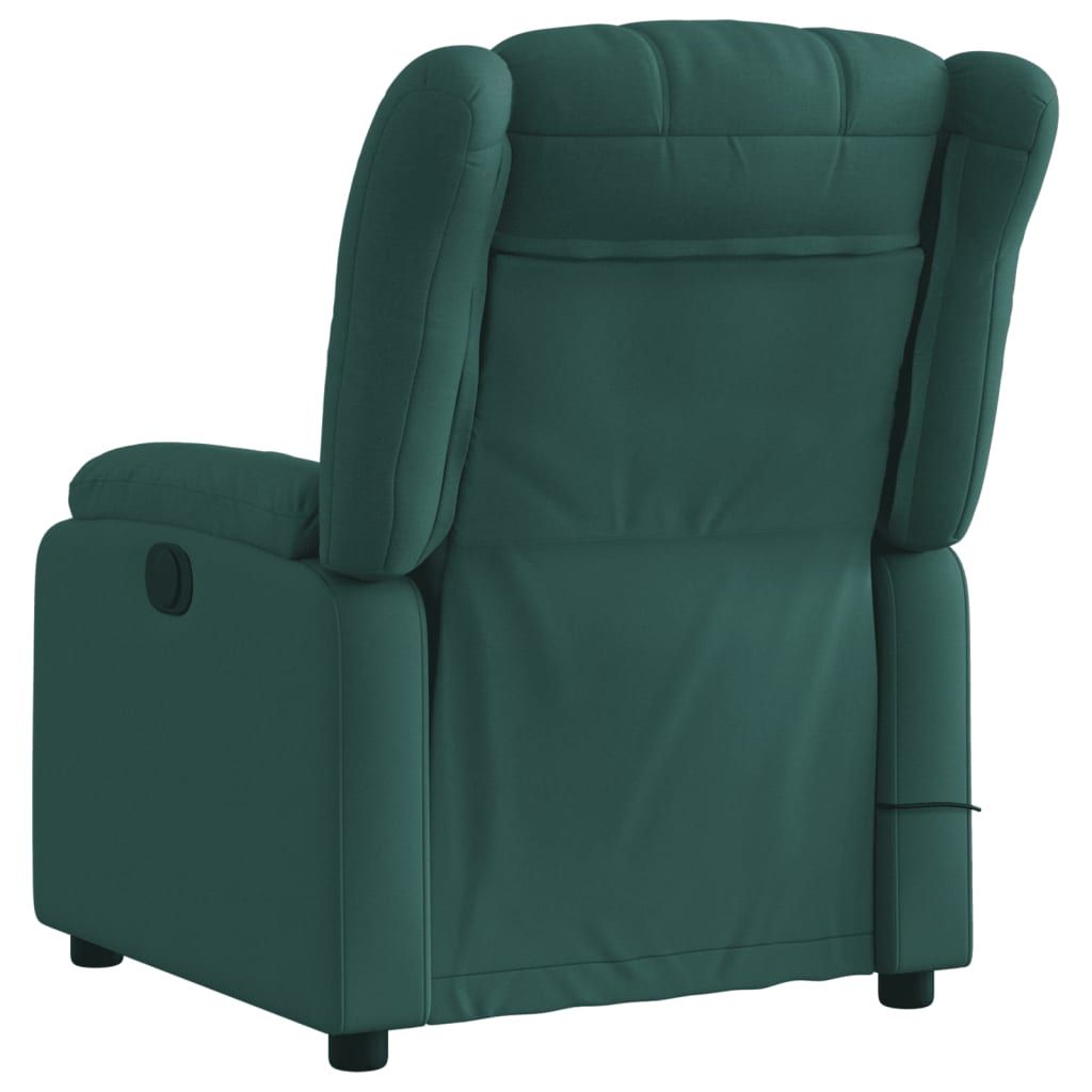 Dark Green Fabric Massage Recliner Chair Back Angle