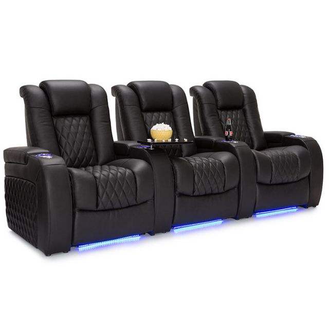 NEW Italian Leather Home Cinema Sofa Comfortable Theatre Seat Electric Recliner Chair with Wireless Charger and Led Lights