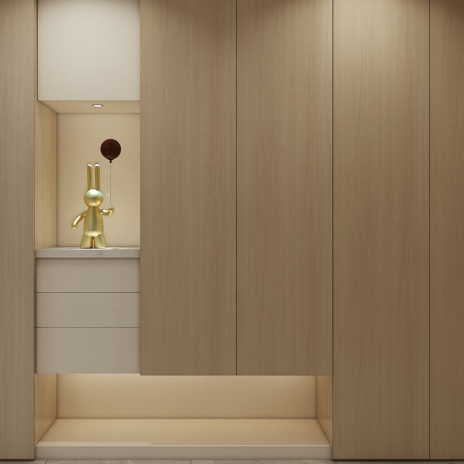Modern Wood Color Wardrobe, Large Capacity Storage Cabinet for Bedroom