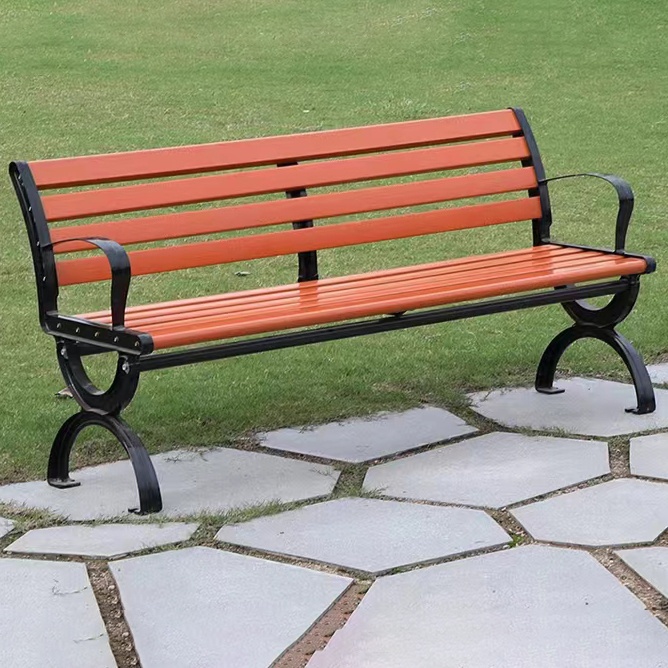 Modern Solid Wood Bench with Cast Iron Seats for Home Bar Supermarket Hospital School Entrance Outdoor Dining &amp; Patio Use