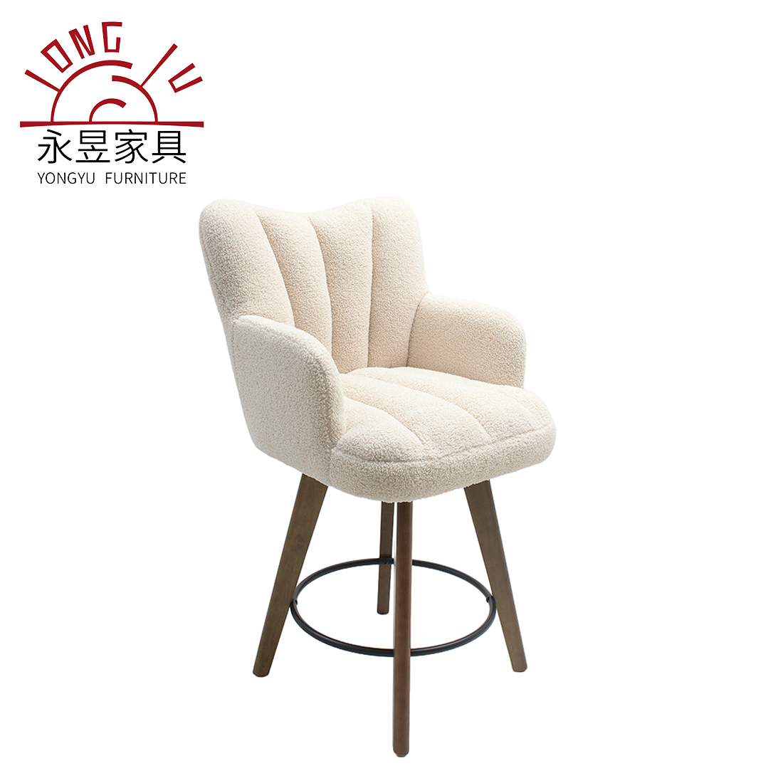 360&deg;Swivel Counter Height Bar Stools With Wood Legs Modern Kitchen Island Beige Chairs for Dining Pub Home