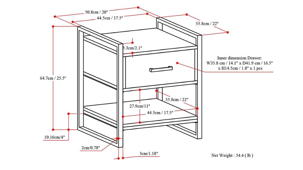 Modern Industrial Wood End Side Table for Living Room Home Furniture