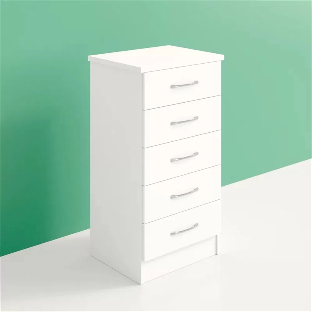 2024 Hot Selling Bedroom Furniture White Wooden 5 Dresser Chest of Drawers