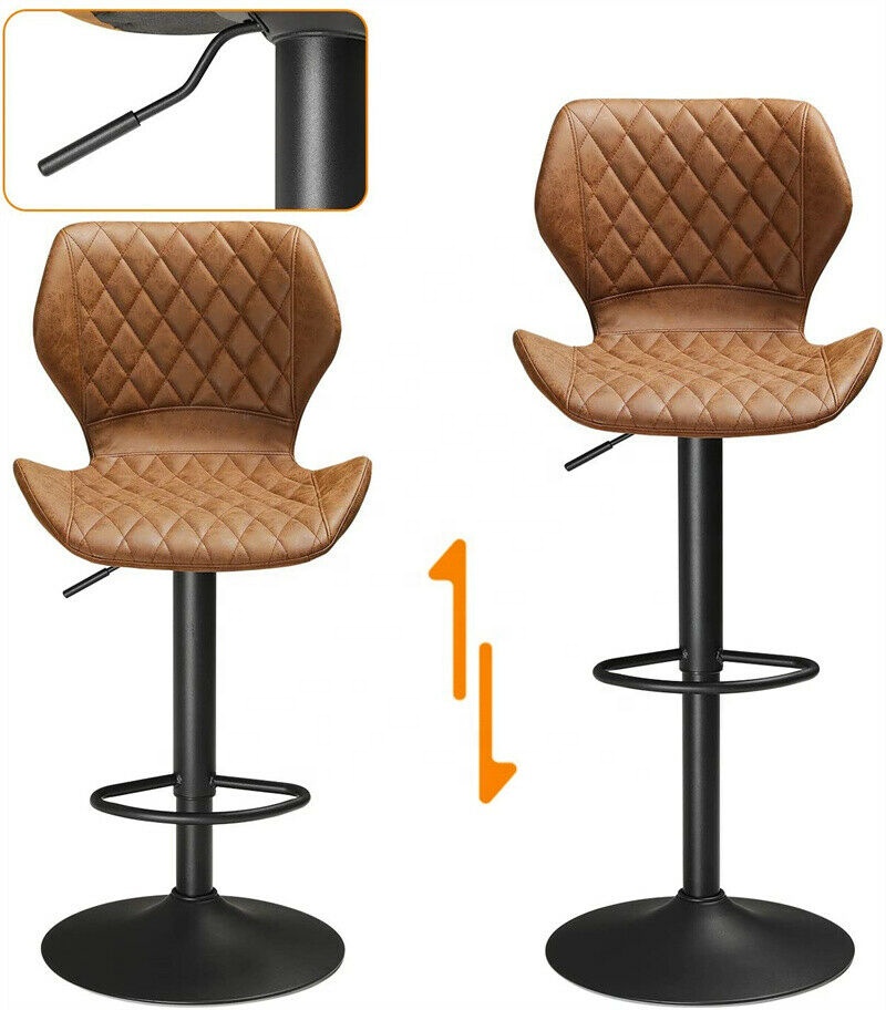 Vintage Industrial Modern Counter Height Adjustable PU Leather Bar Stool for Home Bar &amp; Hotel Use