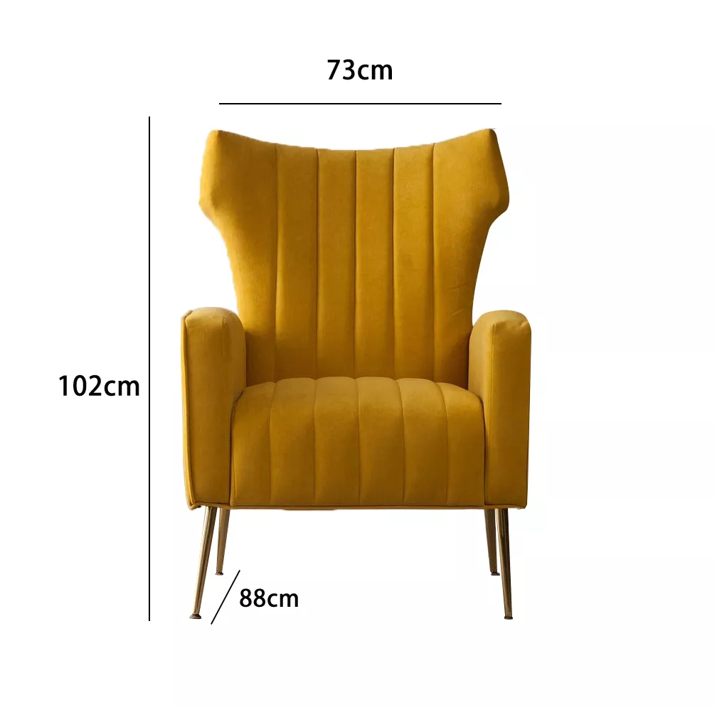 Velvet Wingback Accent Chair Detail View