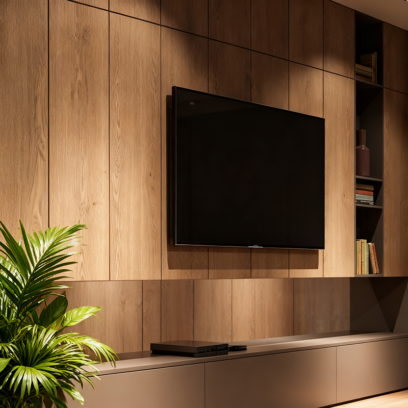BOSNiE Modern Luxury TV Stand Floating Wall Mounted Custom Wood Entertainment Center Media Console Cabinet Storage Bedroom