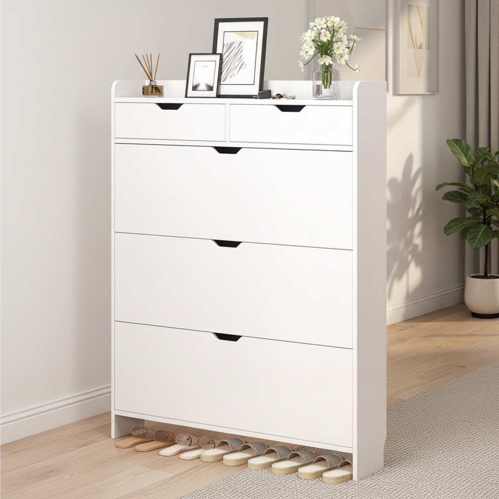 Modern Ultra Thin Shoe Cabinet Slim Entryway Shoe Storage Cupboard for Home Living Room Hotel Hallway
