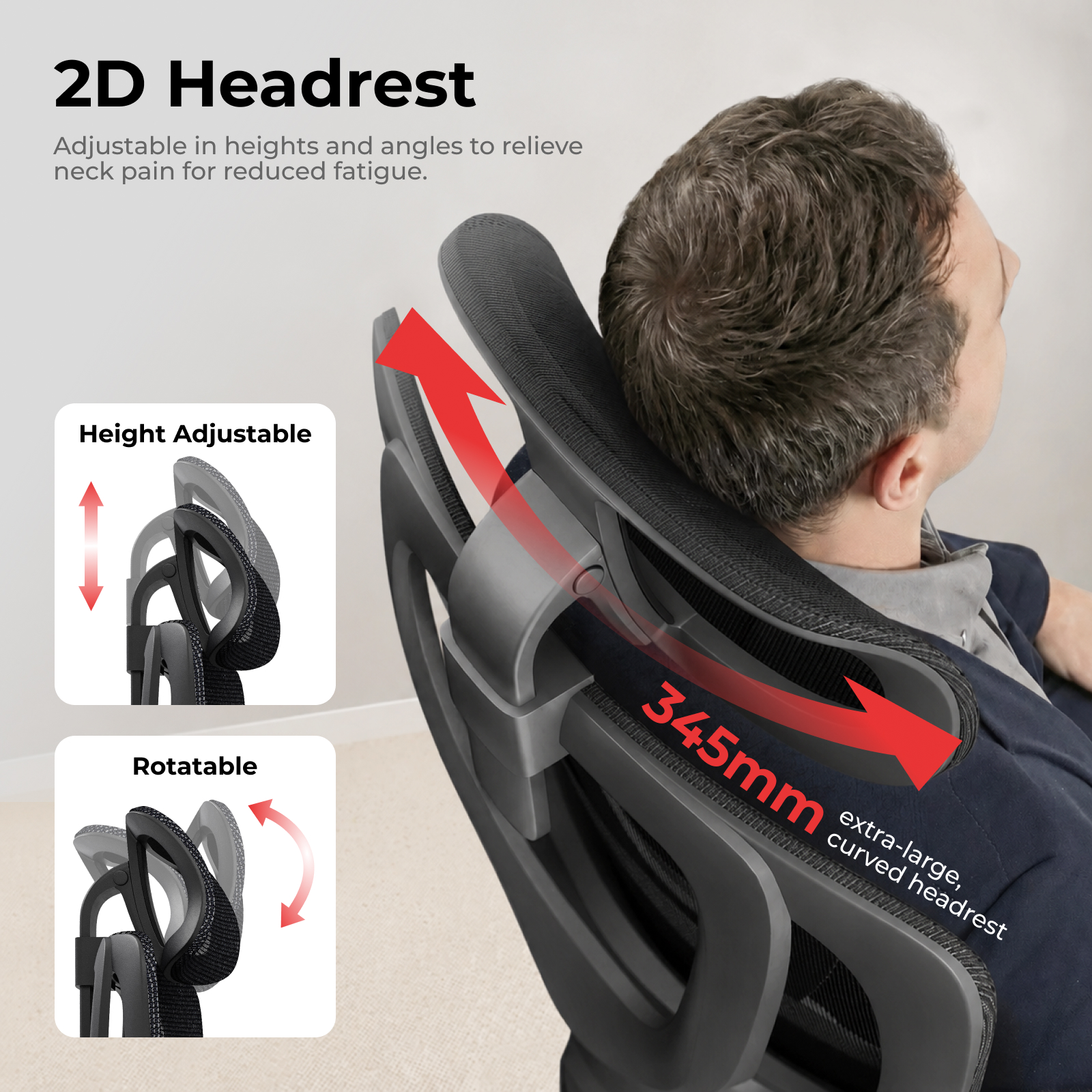 Modern Ergonomic Office Mesh Chair Comfortable Adjustable Swivel Executive Task Chair Seat With Lumbar Headrest Support For Home