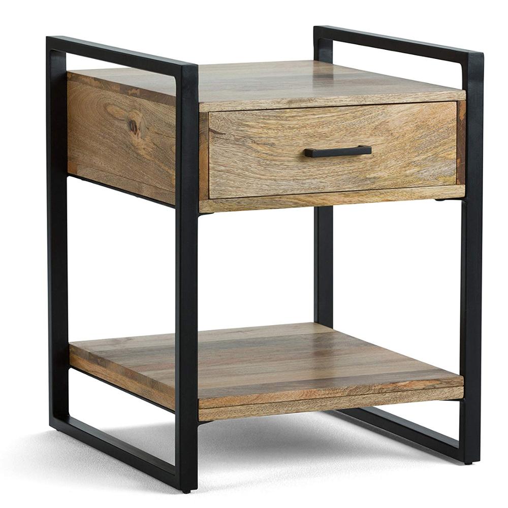 Modern Industrial Wood End Side Table for Living Room Home Furniture