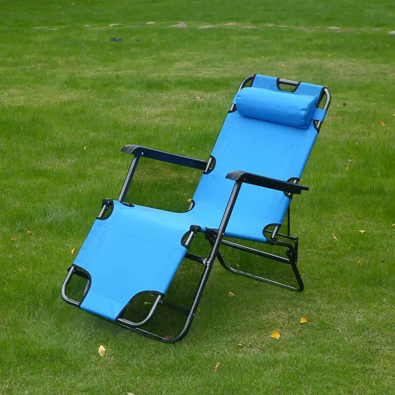 Modern Iron Folding Chaise Lounge Chair Garden Chair Adjustable Backrest Ergonomic Outdoor Pool Beach Patio Lawn Deck Navy