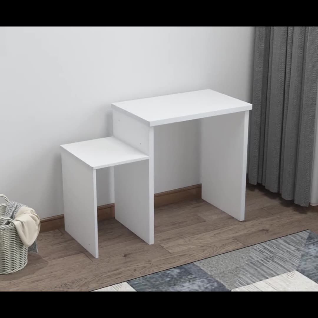 Modern Minimalist Makeup Vanity Compact Bedroom Dressing Table and Mirror Set for Bedrooms and Apartments