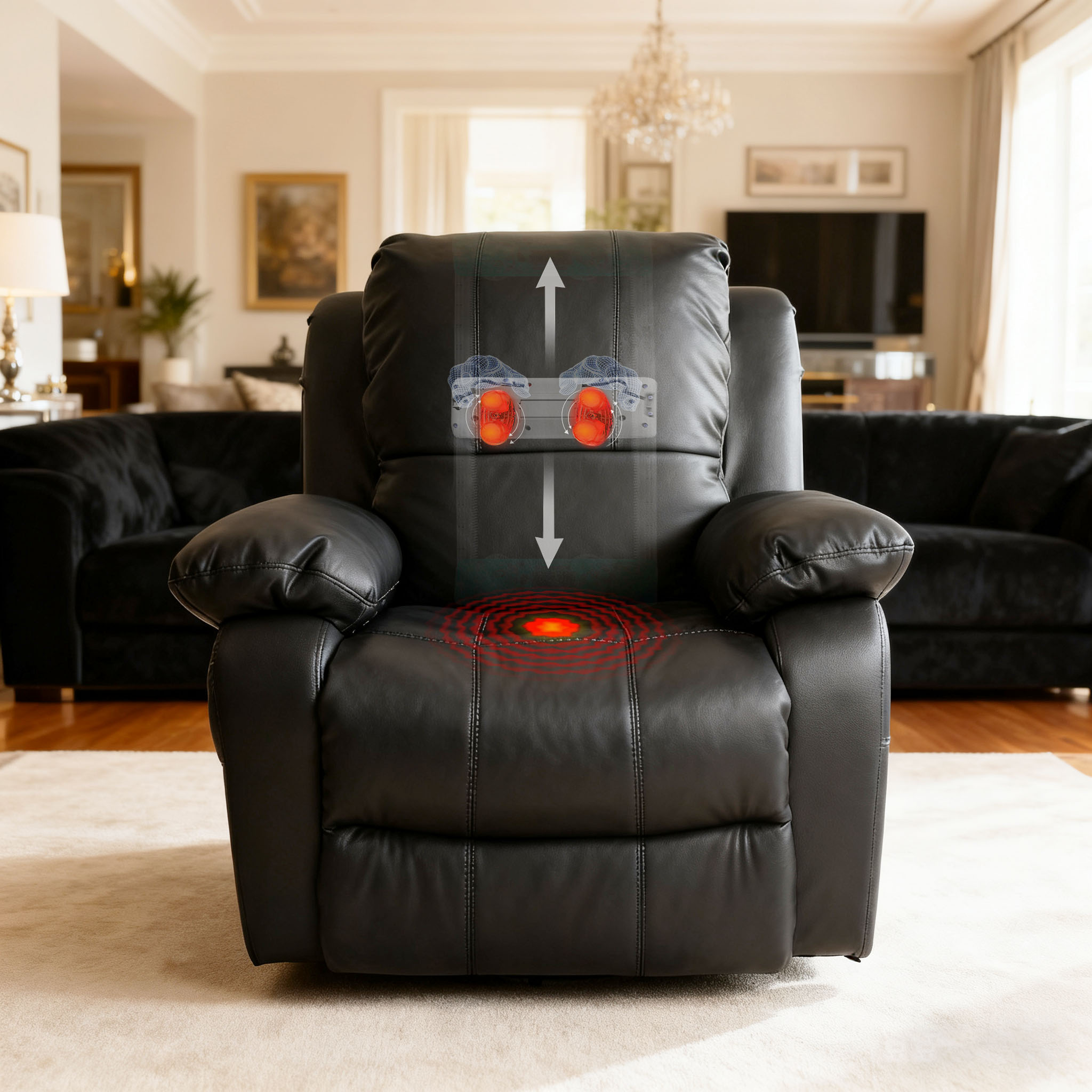 Modern Living Room Lazy Sofa Electric Single Lounge Leather Swivel Rocking Home Cinema Massage Recliner Massage Sofa Chair
