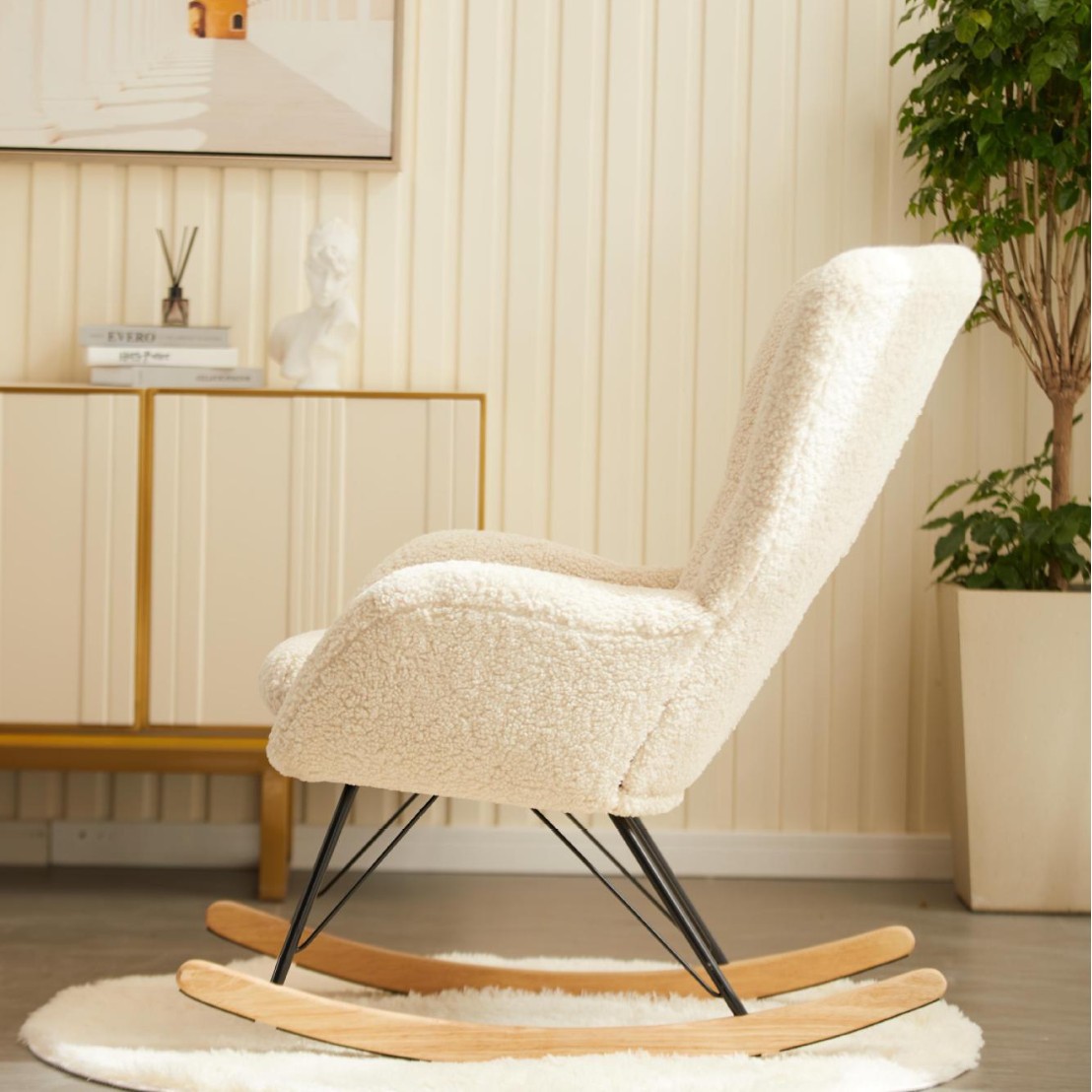 Nordic Rocking Chair Fabric Sofa Modern Simple Small Apartment Furniture Living Room Lazy Recliner