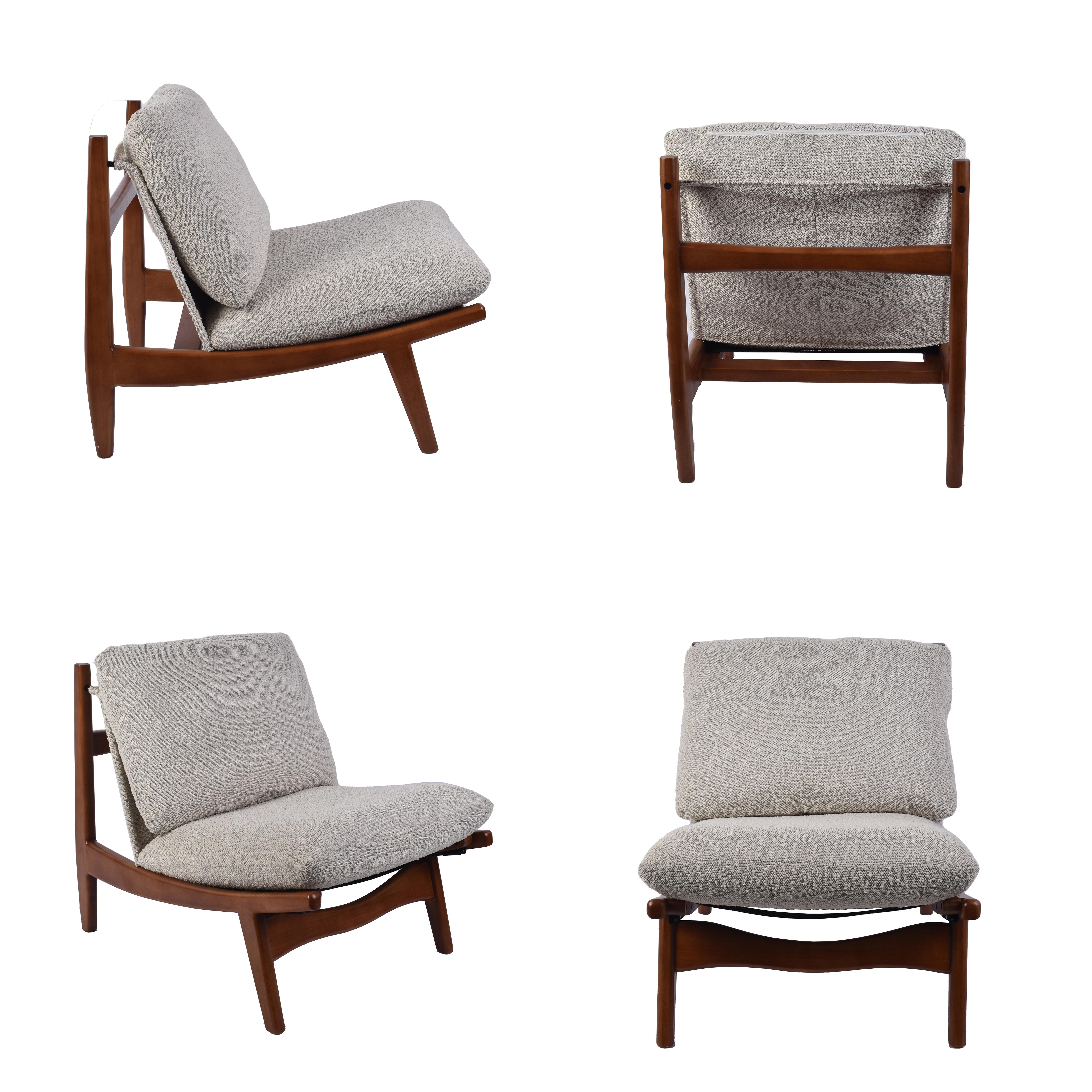 CARLFORD Durable Corduroy Wingback Accent Chair Soft Polyester Fabric Leisure Armchair Stackable for Bedroom and Living Room