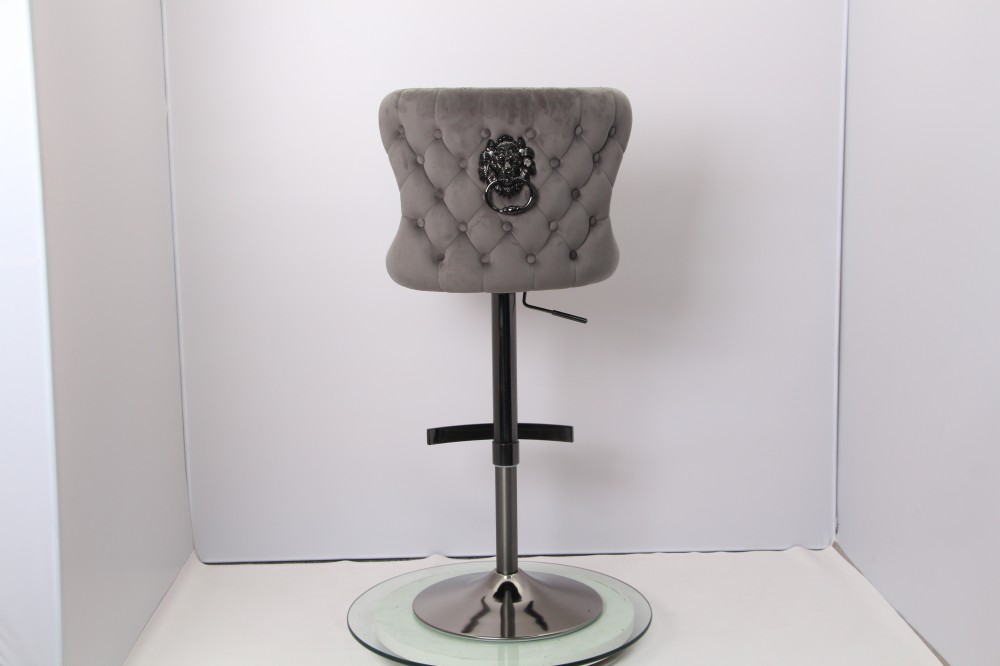Modern Grey Velvet Bar Stool Adjustable Swivel Counter Height Stool for Kitchen Island &amp; Bar