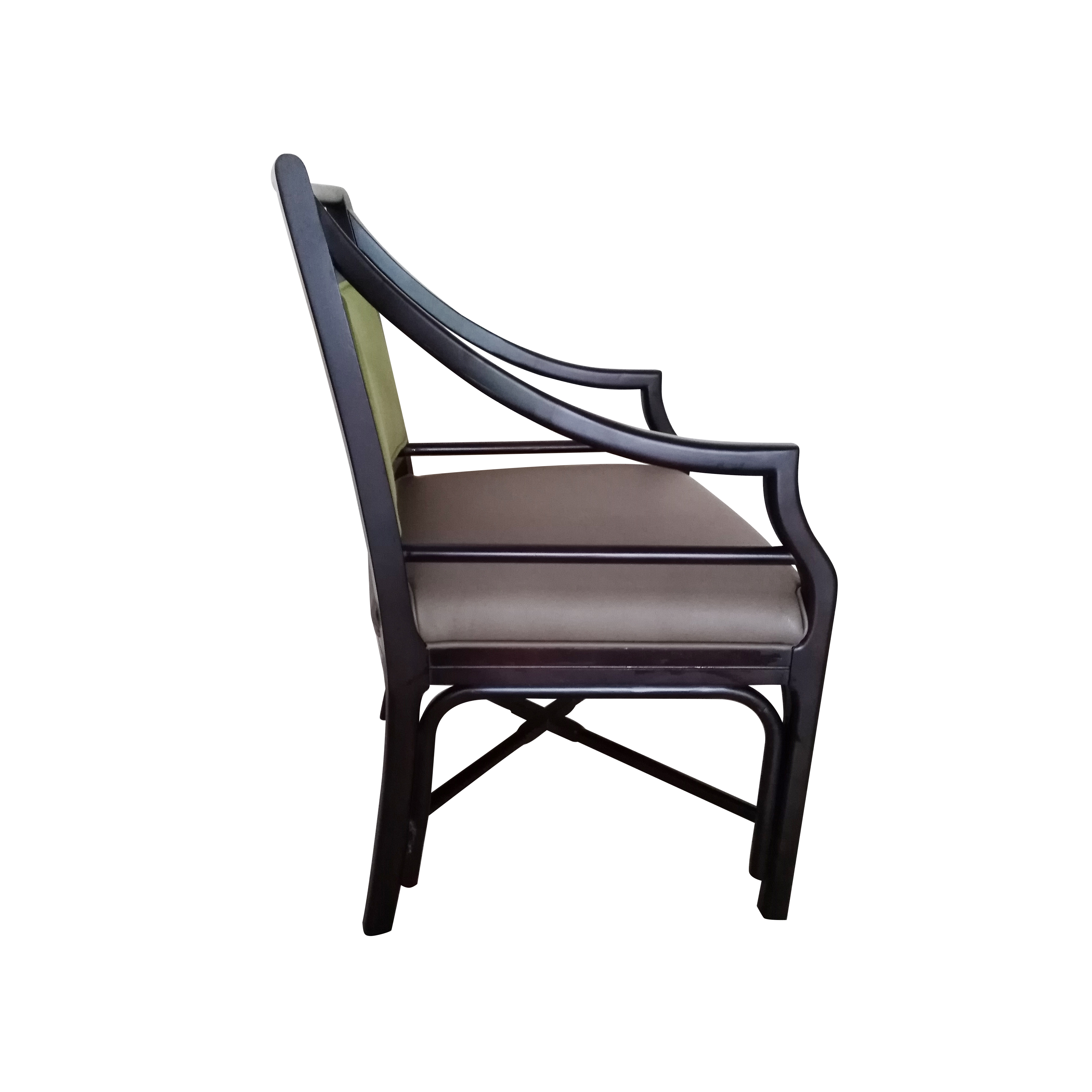 French Style Classic Residential Restaurant Cafe PU Leather Chair Furniture Wood Frame Hotel Lobby Upholstered Dining Armchair
