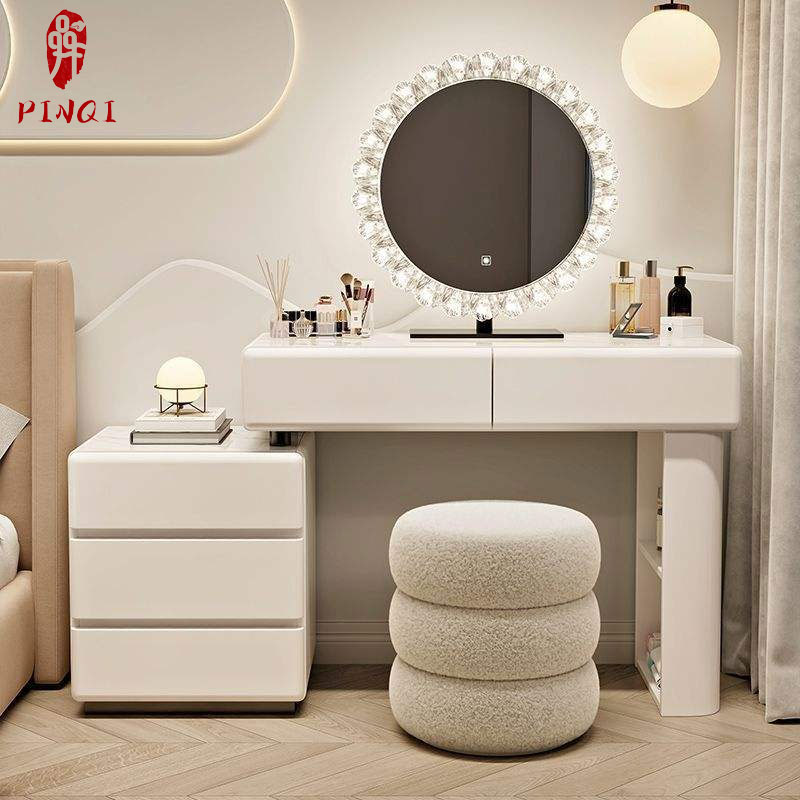 Luxury-Selected Dressing Table Solid Wood Cream Style Cabinet-Integrated 2025 New Style Bedroom Luxury High-End Vanity