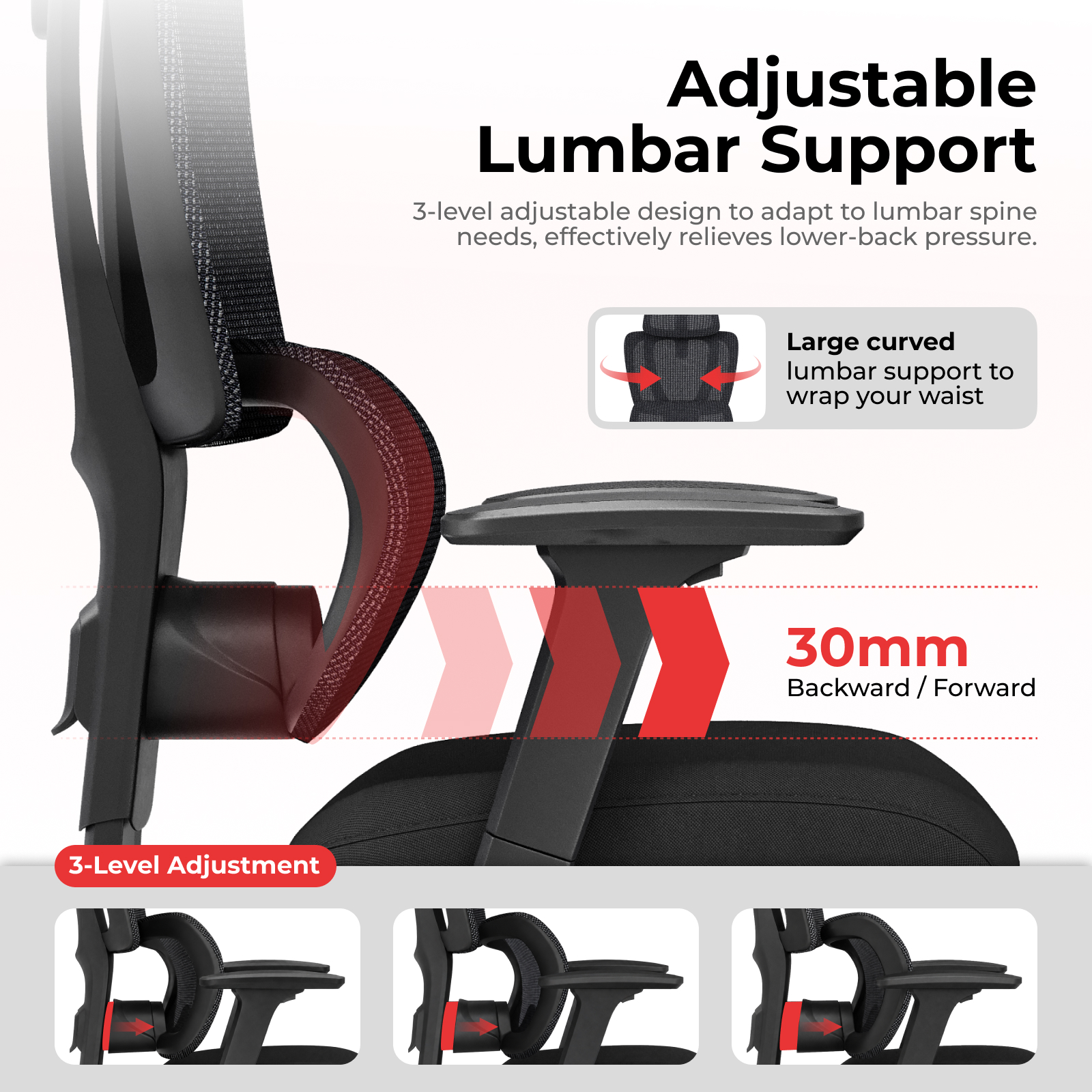 Modern Ergonomic Office Mesh Chair Comfortable Adjustable Swivel Executive Task Chair Seat With Lumbar Headrest Support For Home