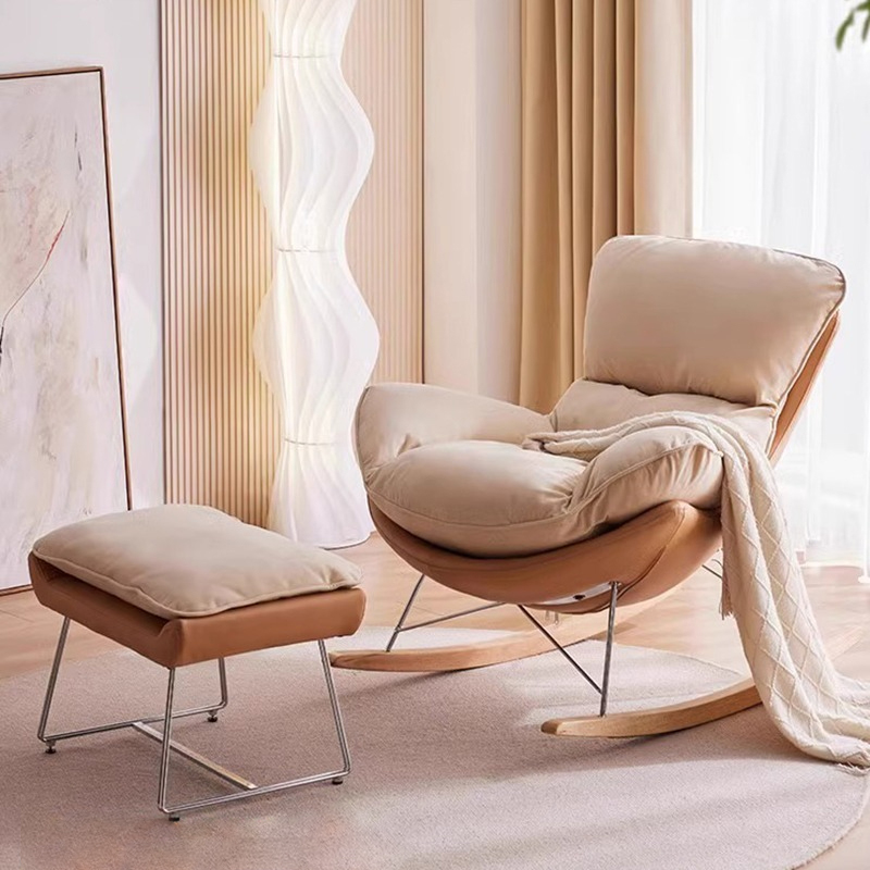 XTSFY-01 Single Recliner Sofa Rocking Chair Modern PU Leather Villa Gym Apartment Hotel Living Room Furniture Extendable Full