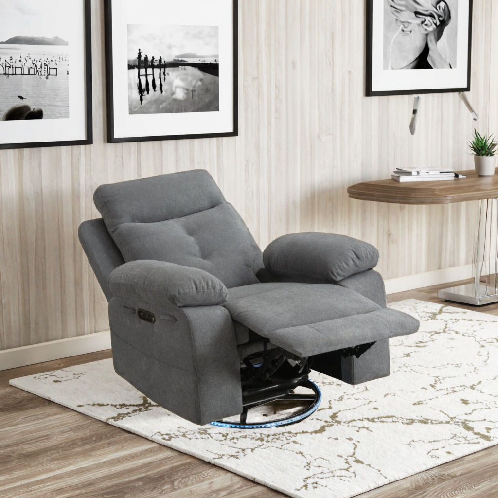 Modern Fabric Electric Recliner Rocking Sofa Chair with Swivel and Lightweight Durable Design for Living Room