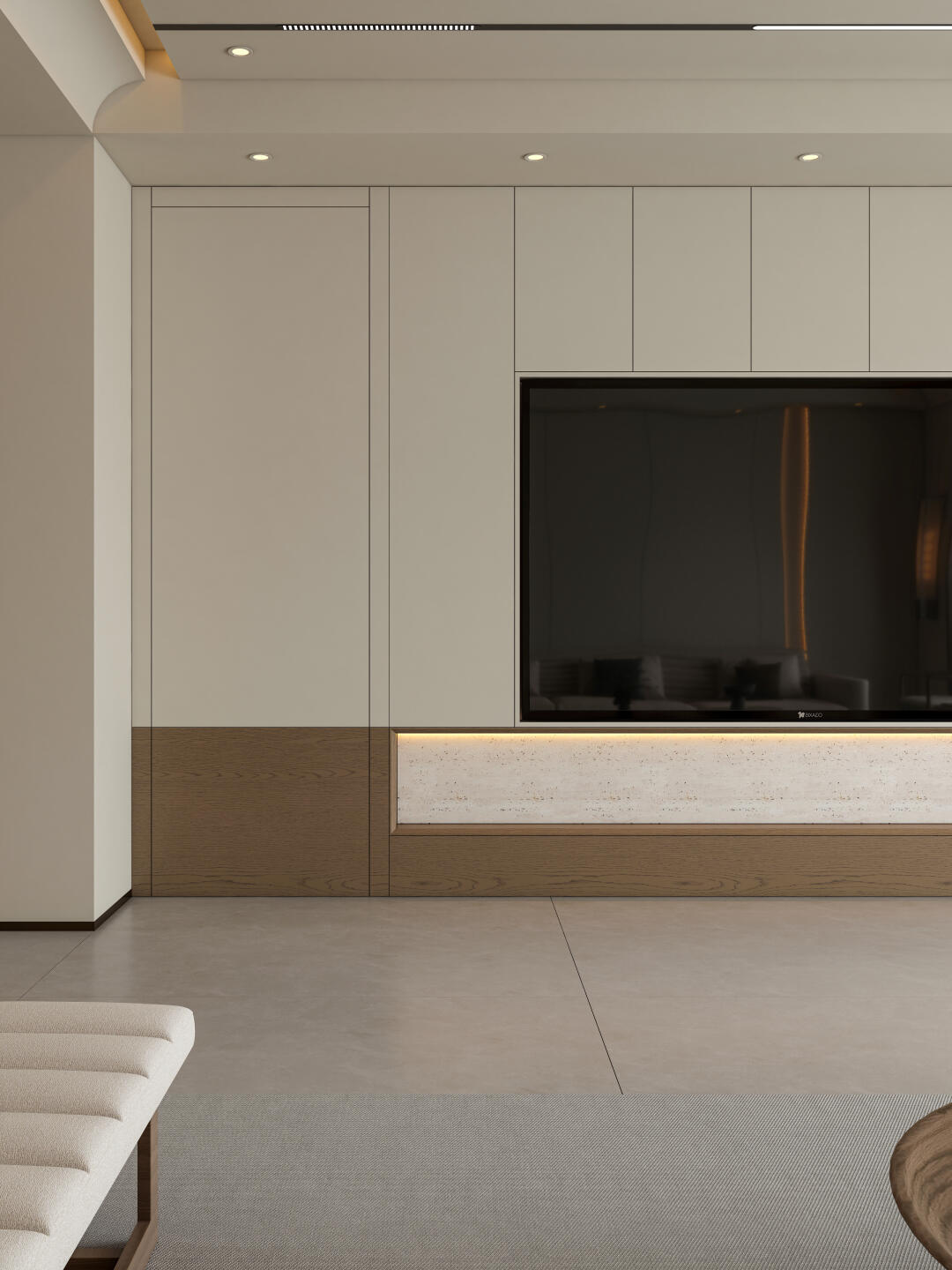 Customized Modern Eco-Friendly Durable Wooden TV Cabinet with Storage for Living Room Apartment Fits 65 in and up TVs