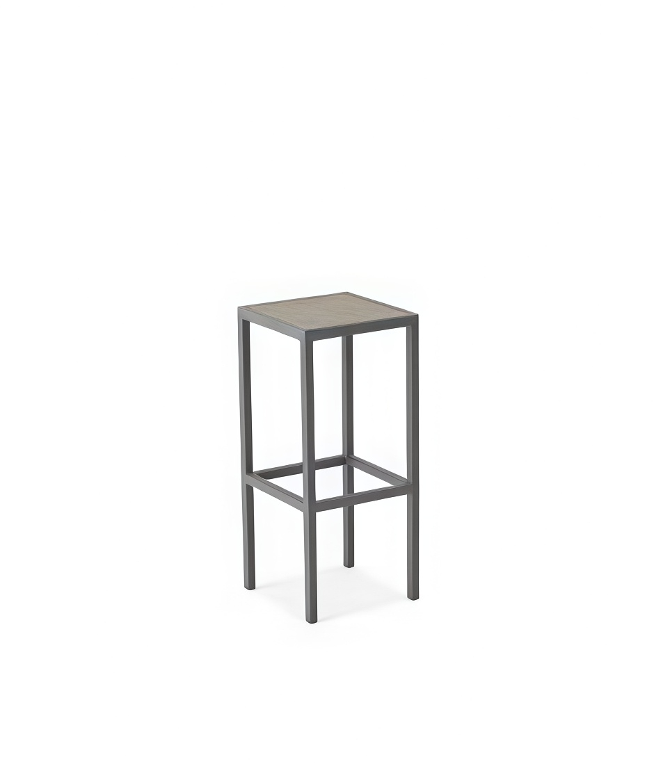 Modern Durable &amp; Stable Commercial Aluminum Frame Bar Stool with Detachable Faux Wood Seat for Hotel Outdoor Dining Kitchen Use