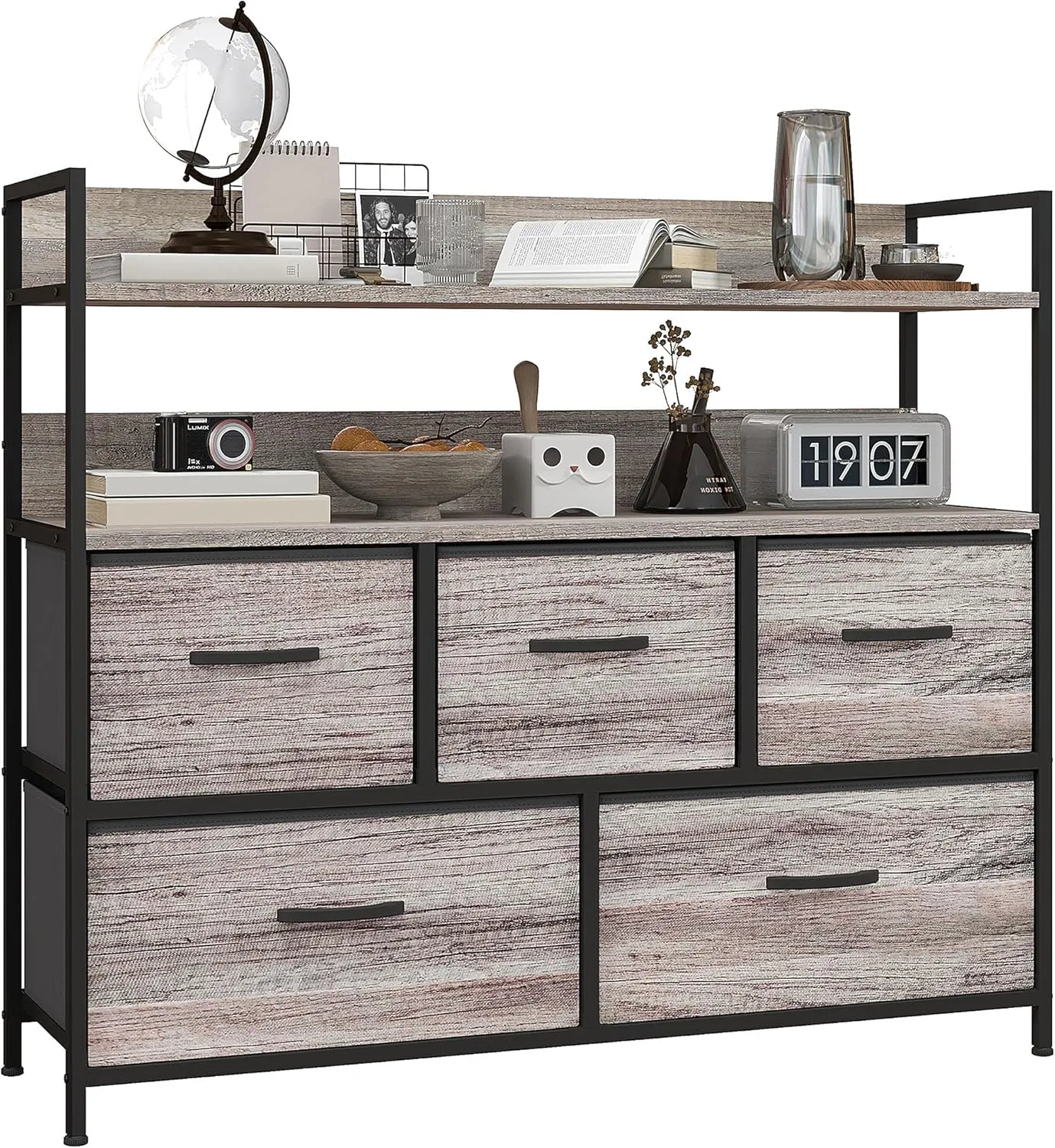 Contemporary Steel Frame Drawer Chest for Stylish Living Room Storage