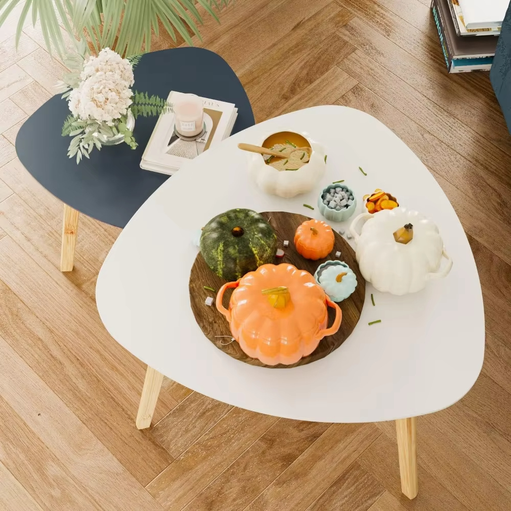 Set 2 Modern Minimalist Bamboo Nesting Coffee Table Side Table End Table Durable Lacquer Finish for Living Room Home Furniture
