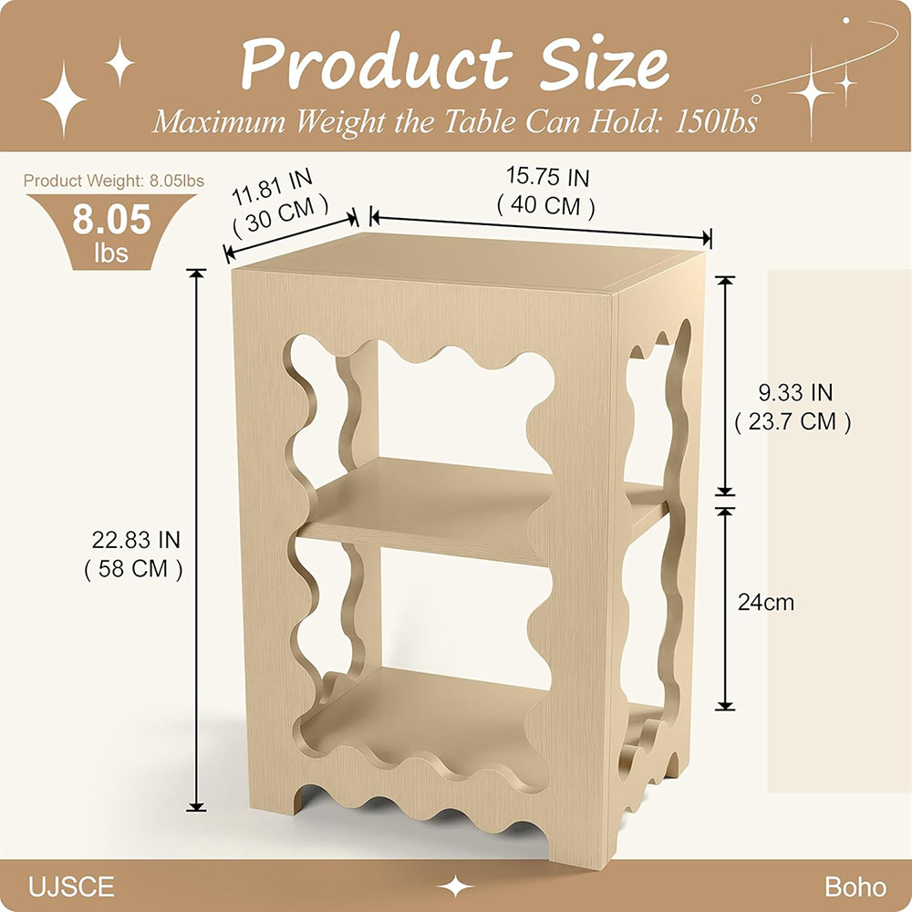 Small Side Table with Storage Shelf Wood Side Table for Small Spaces for Living Room Furniture