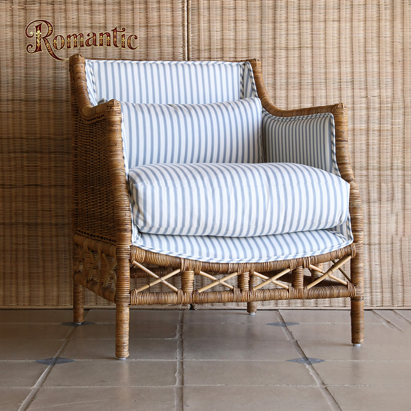 Indoor Natural Rattan Chair Woven Leisure Lounge Armchair Modern Cross Back Accent Chair for Home Office Dining Apartment