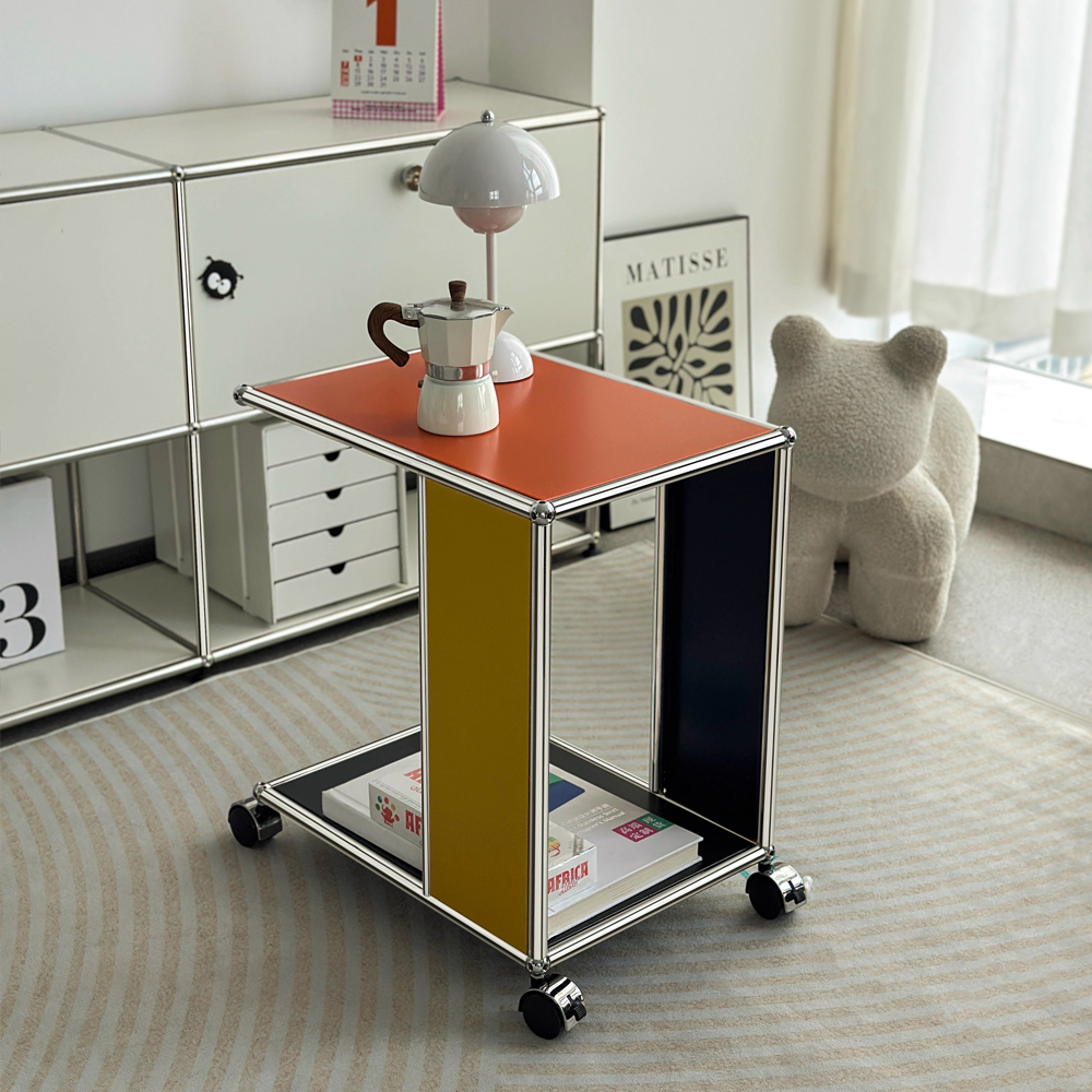 HWUSM Halle Color-Block Side Table, Modular Metal End Table, Custom Two-Tone Design for Living Room &amp; Bedroom