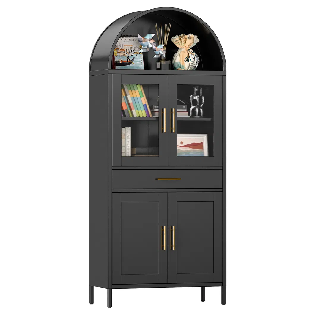 Glass Door Display Book Shelf Cabinet Modern Living Room Metal Storage Cabinet