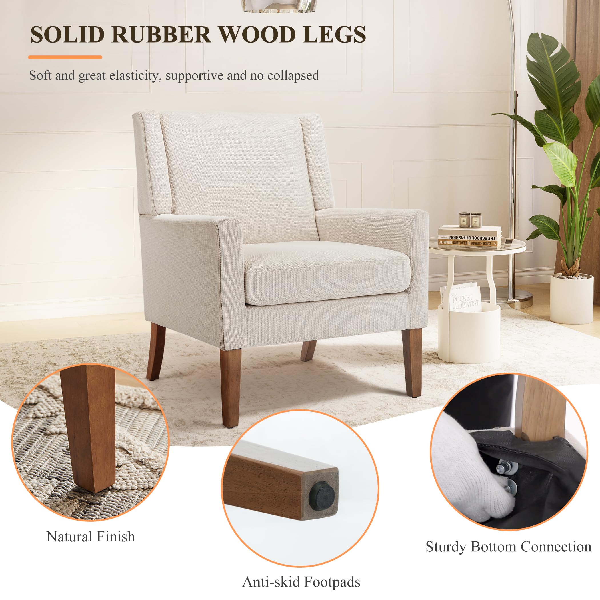Modern Leisure Single Relaxing Sofa Chair Grey Fabric Upholstered Club Chair Armchair Single Living Room Arm Accent Chair