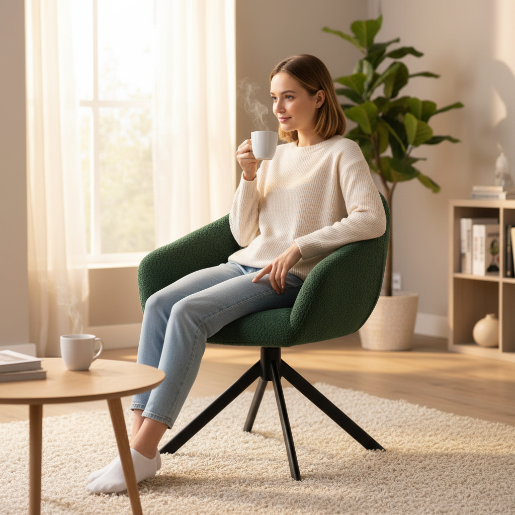 Wholesale Durable Eco-Friendly Modern Velvet Swivel Accent Chair Arm Leisure Chair Metal Legs for Bedroom Living Room Hotel Use