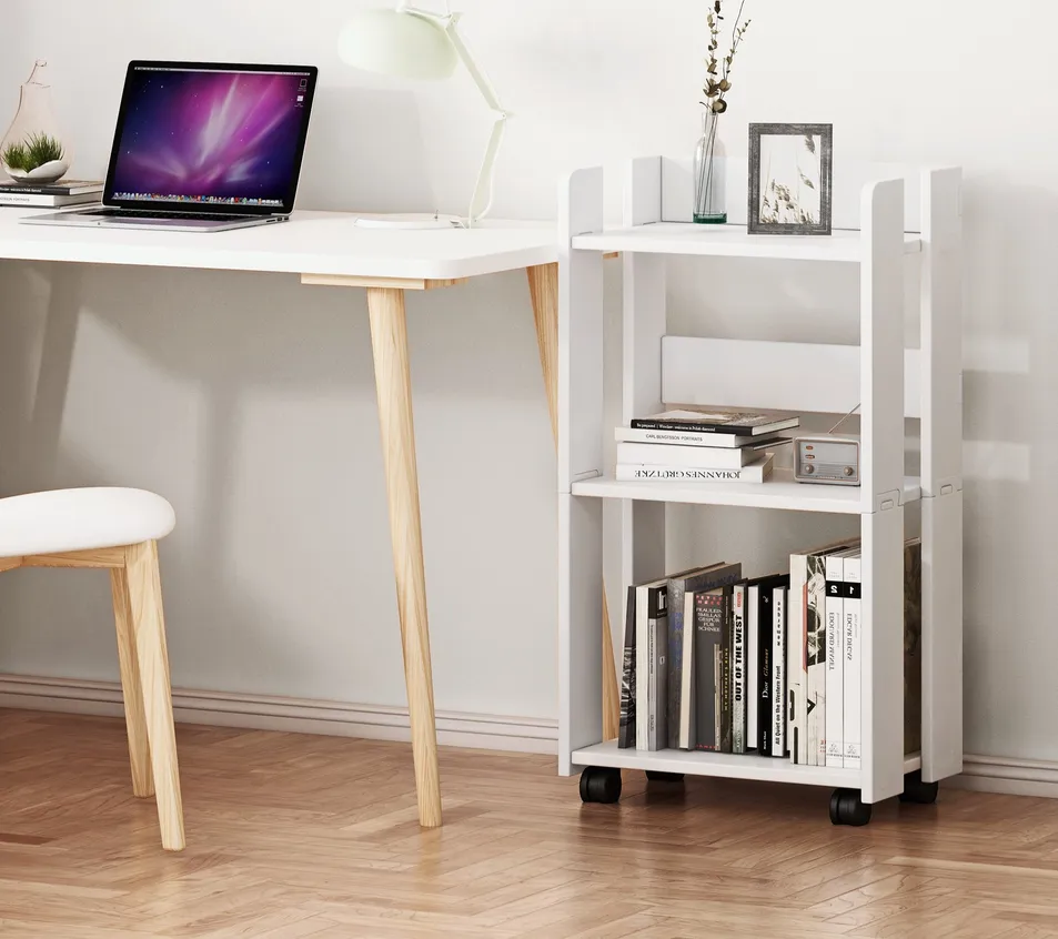 3-Tier White Ladder Shelf Bookshelf Freestanding for Living Room Storage