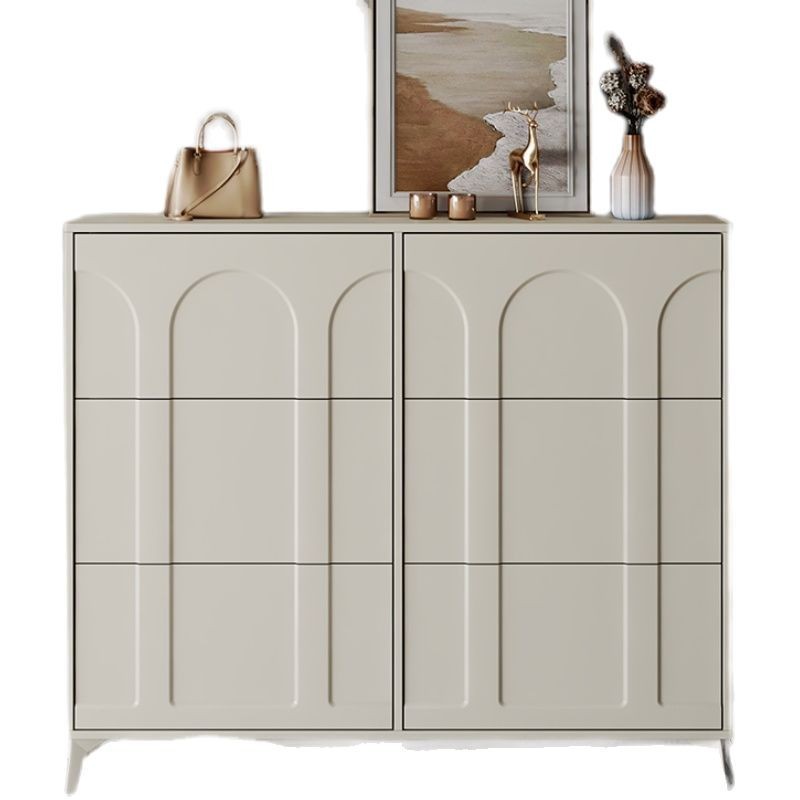 Ultra-Thin Flip-Top Shoe Cabinet Black Door American-Style Entryway Furniture for Narrow Entrance Hallway Exterior Shoe Rack