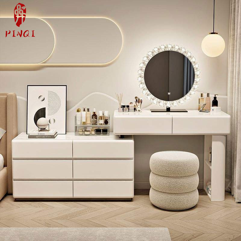 Luxury-Selected Dressing Table Solid Wood Cream Style Cabinet-Integrated 2025 New Style Bedroom Luxury High-End Vanity