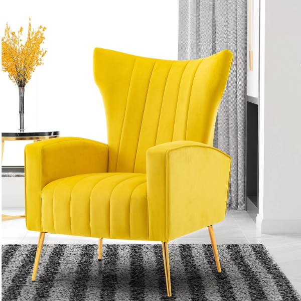 Latest Designs Wing Back Tufted Velvet Wingback Accent Chair for Living Room