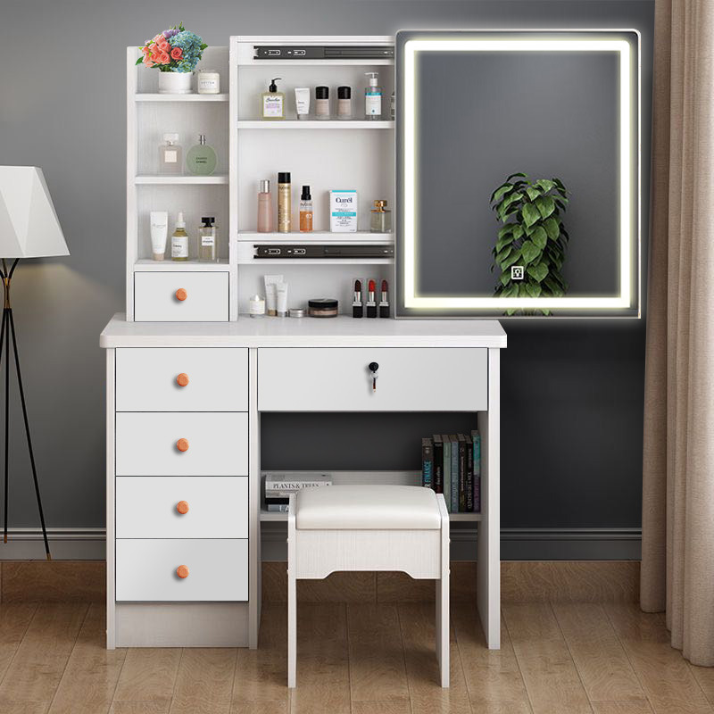 Modern Minimalist Makeup Vanity Compact Bedroom Dressing Table and Mirror Set for Bedrooms and Apartments