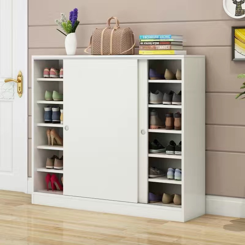 Contemporary High Quality Large Size Wooden Shoe Rack Sliding Door Durable Stylish Home Hotel/Apartment Furniture Shoe Cabinet