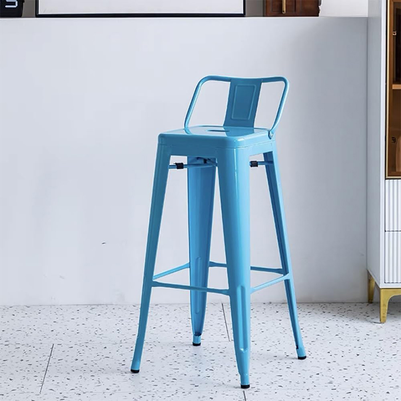 Counter Height Stackable Stools 65/75cm Industrial Metal Bar Dining Chair Stools with Backrest