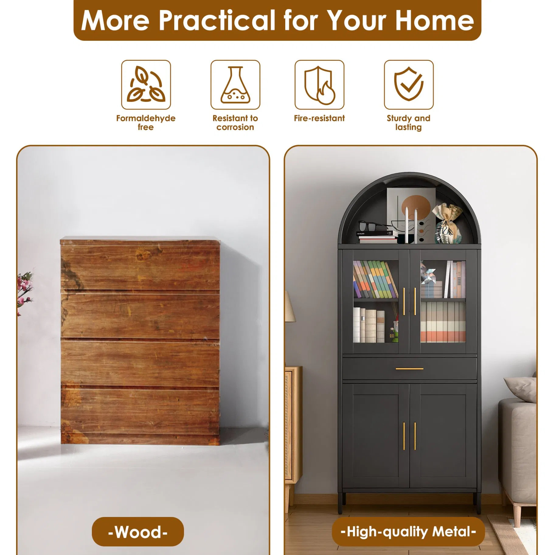 Glass Door Display Book Shelf Cabinet Modern Living Room Metal Storage Cabinet