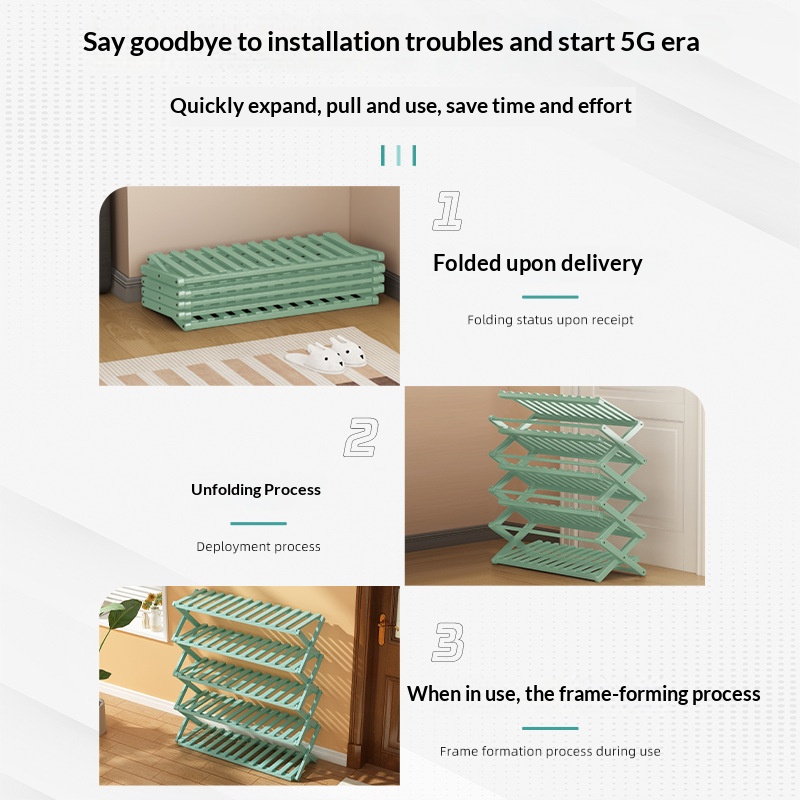 Modern Foldable Bamboo Shoe Storage Cabinet for Living Room-Eco-Friendly Space-Saving Durable No Installation Required