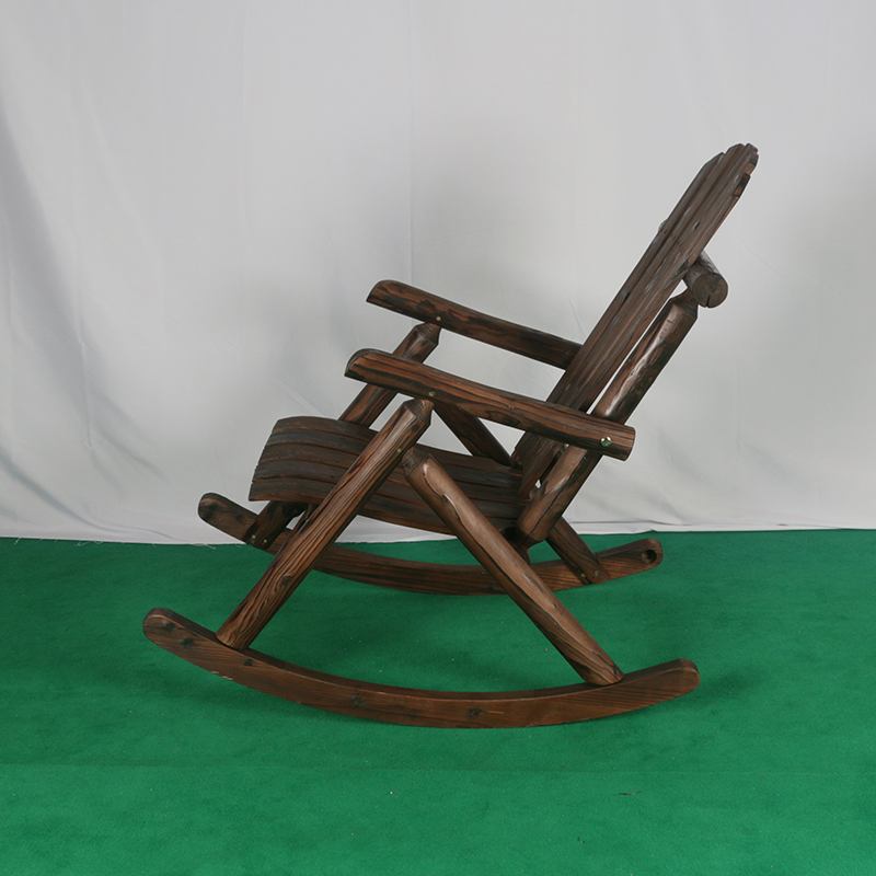 Carbonized Log Style Garden Outdoor Furniture Wood Patio Rocking Chairs for Adults
