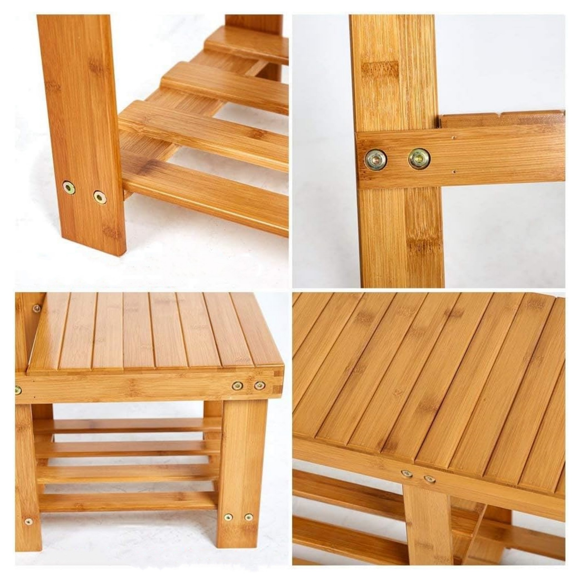 3-Tier Easy Assemble Bamboo Shoe Rack Bench with Storage Shelf Modern Design for Apartment &amp; Hotel Entryway